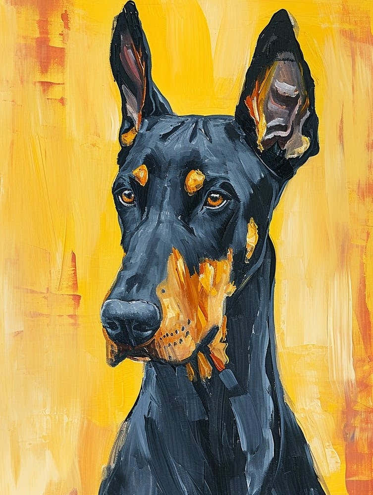 Doberman Pinscher Acrylic Painting 8
