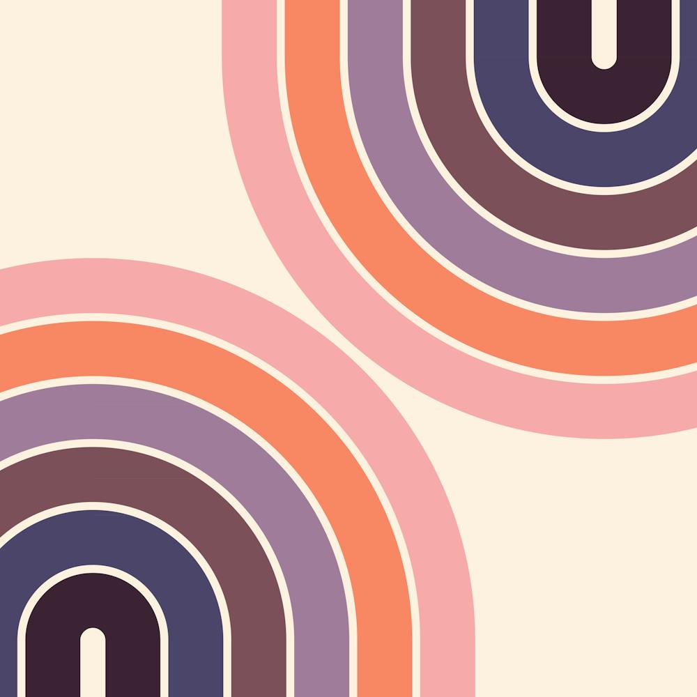 Midcentury Modern Geometric Rainbow C8 In Aesthetic Sunset Vibes Purple Orange Pink 02