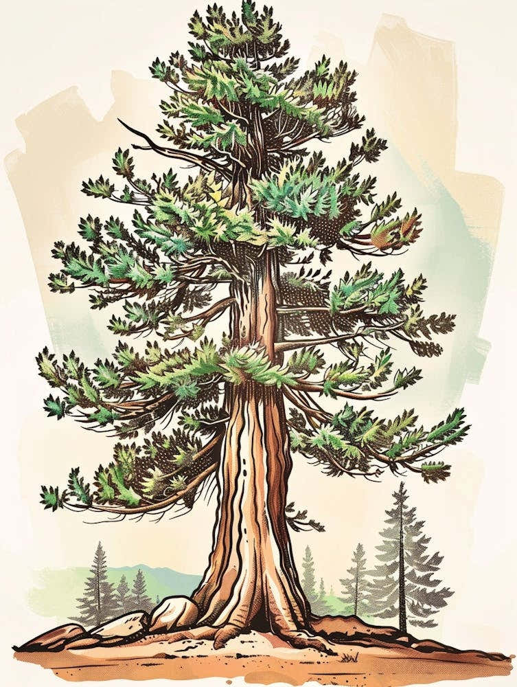 Sequoia Tree Storybook Illustration 1