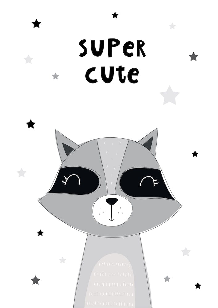 Scandi Super Cute Raccoon