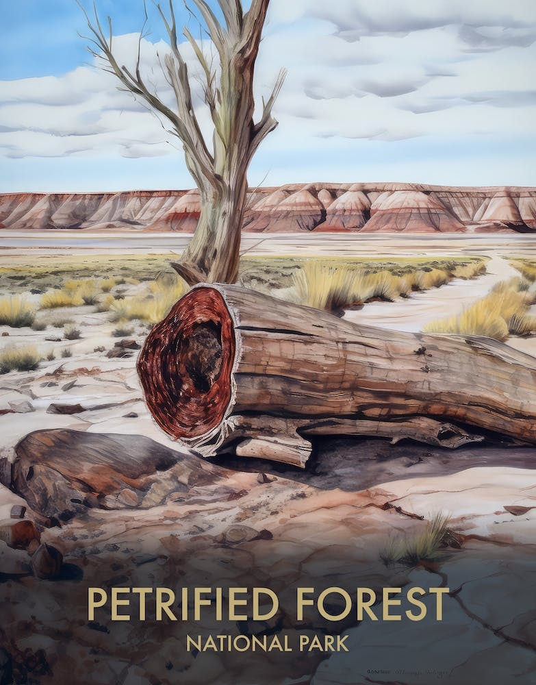 Petrified Forest National Park Watercolour Vintage Travel Poster 3