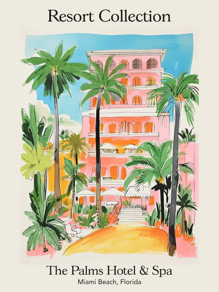 Poster Of The Palms Hotel & Spa   Miami Beach, Florida   Resort Collection Storybook Illustration 1
