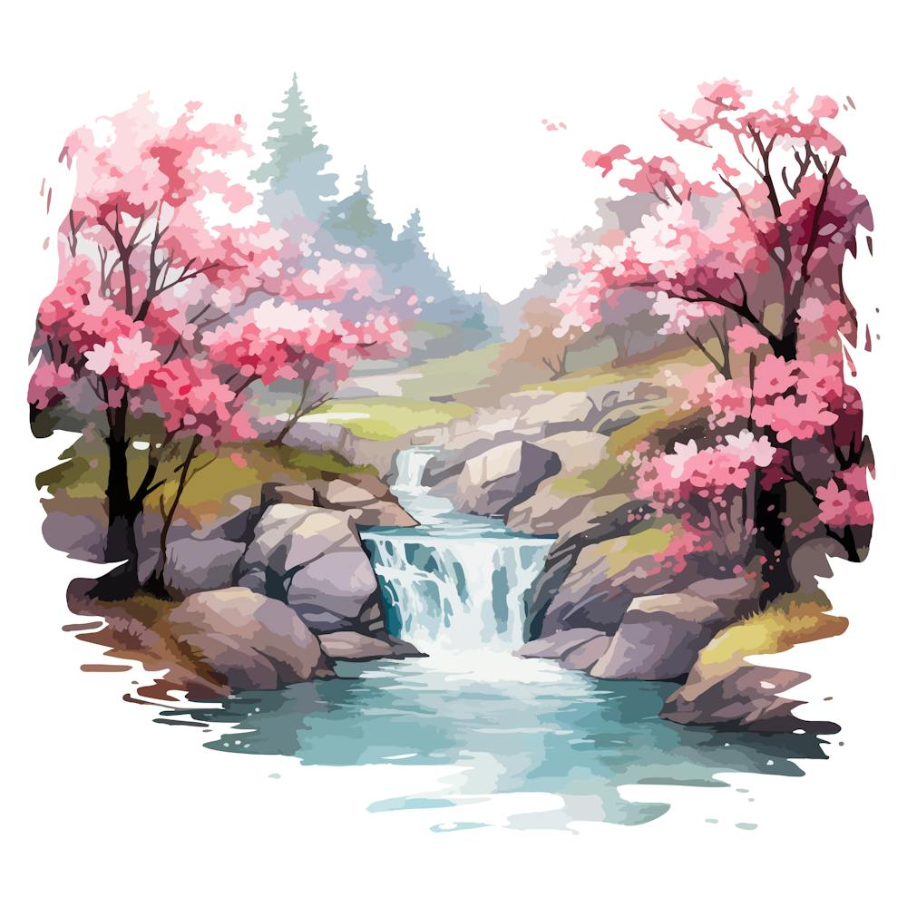 Watercolor Sakura Blossoms