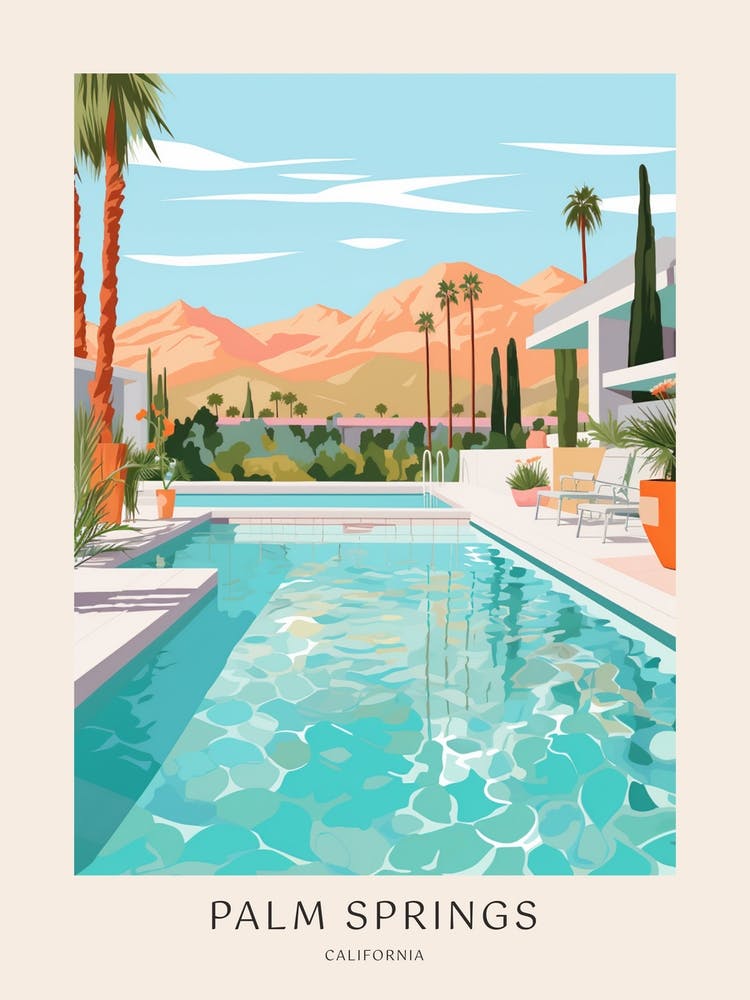 Palm Springs California 4 Midcentury Modern Pool Poster