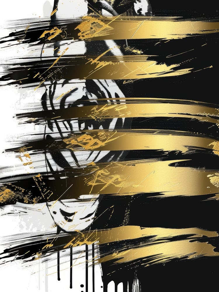 Gold And Black Abstract Painting 130