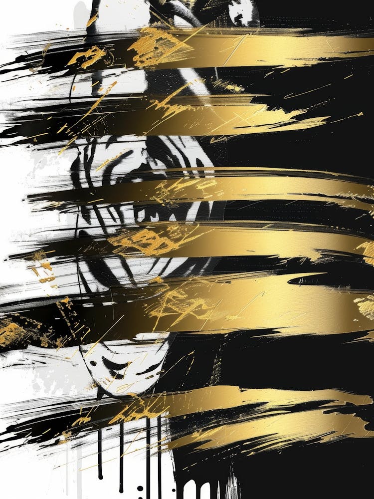 Gold And Black Abstract Painting 130