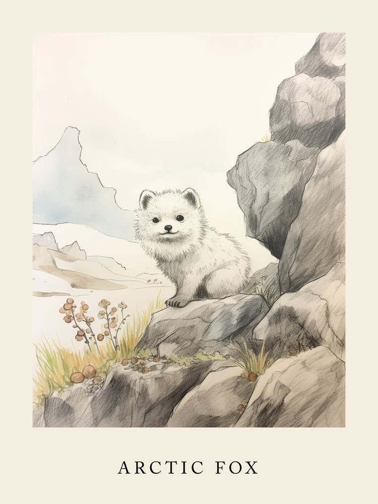 Beatrix Potter Inspired  Animal Watercolour Arctic Fox 1