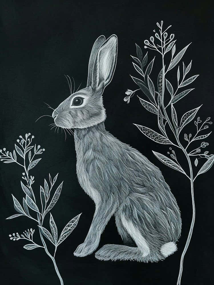 Silver Marten Rabbit Minimalist Illustration 4