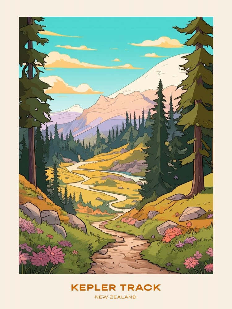 Kepler Track New Zealand 2 Hike Poster