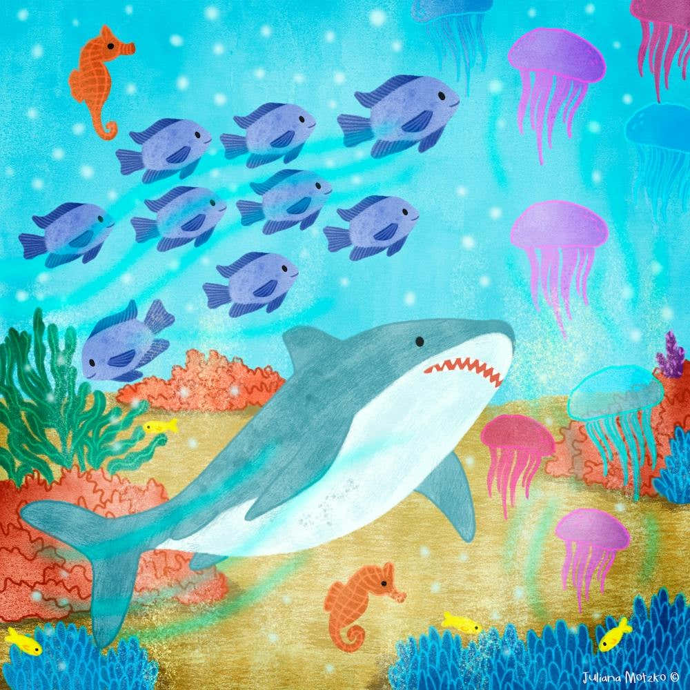 Shark And Fishes Square