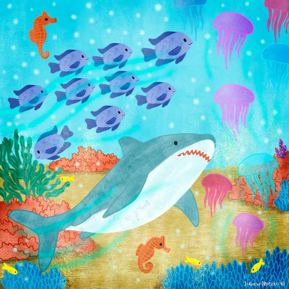 Shark And Fishes Square