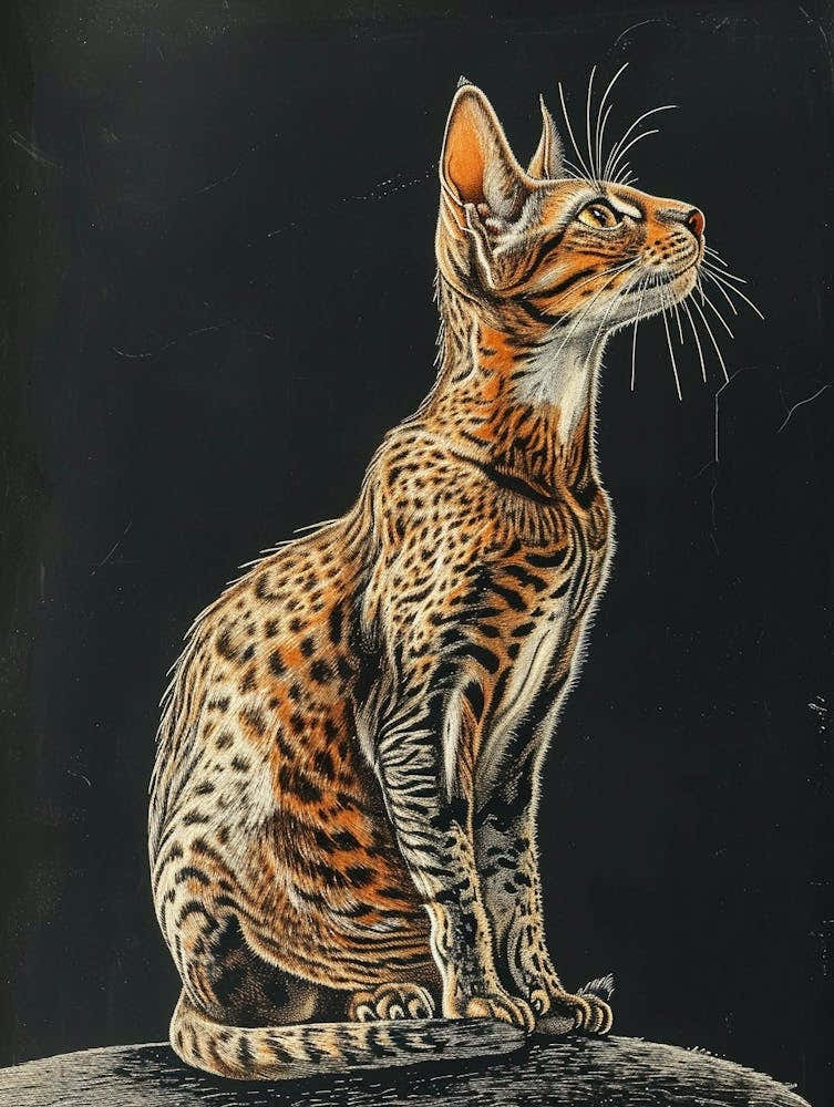 Egyptian Mau Cat Relief Illustration 1