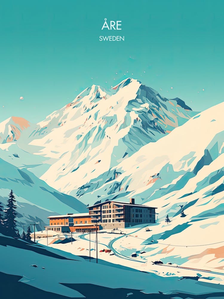 Poster Of Are   Sweden, Ski Resort Illustration 2