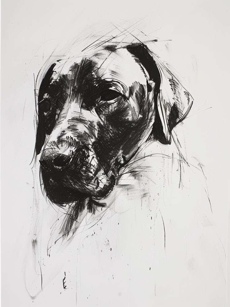 Dog Black Ink Portrait