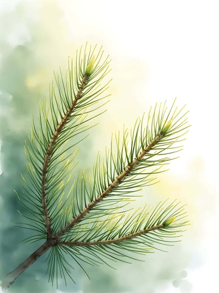 Abstract Sage Green Leaves on White