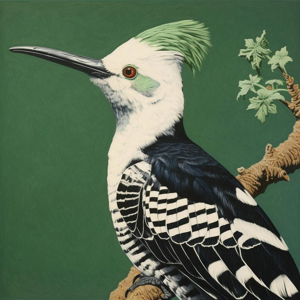 Ohara Koson Inspired Bird Painting Hoopoe 2 Square