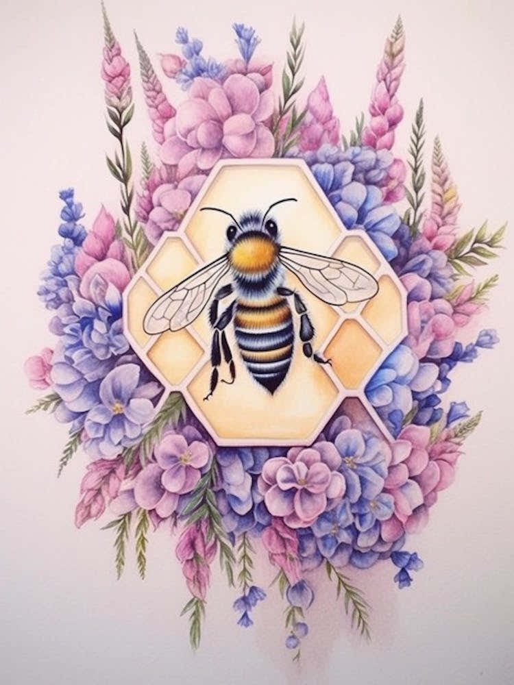 Beehive With Stock Watercolour Illustration 1