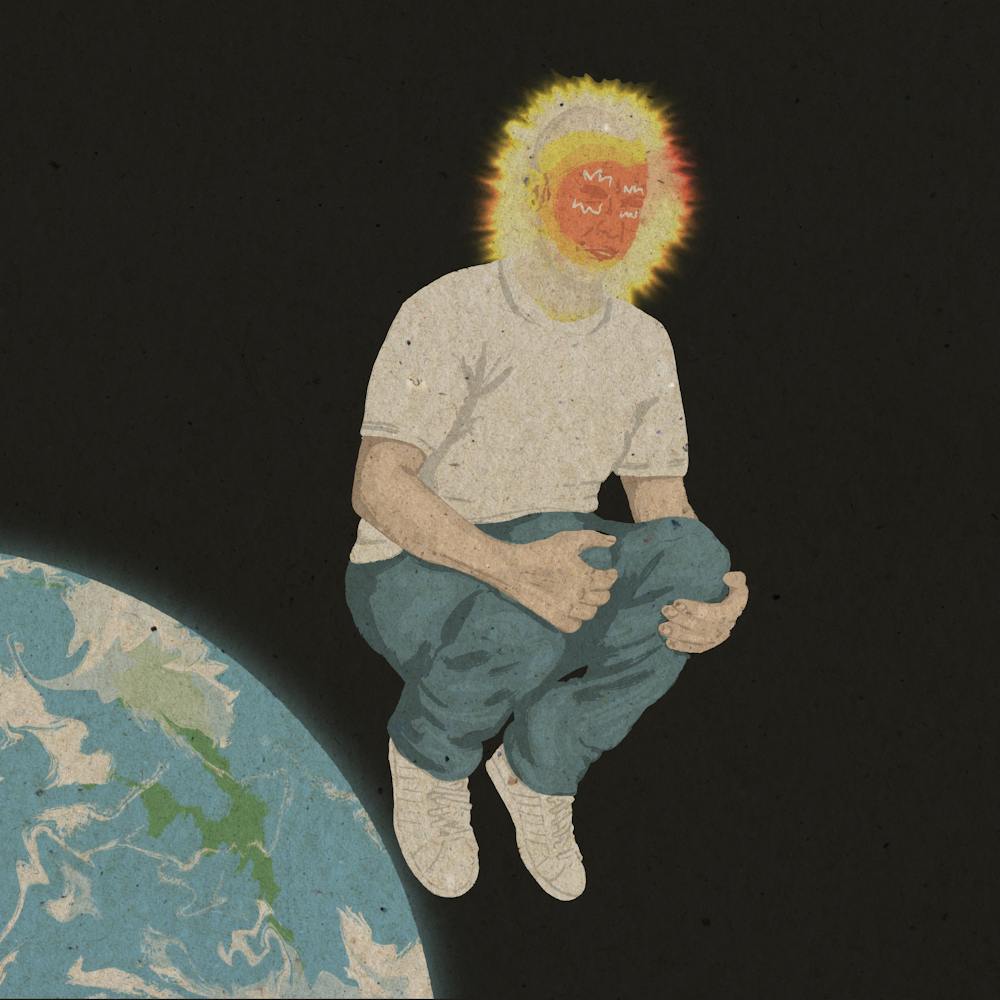 Space man, earth, illustration, wall art