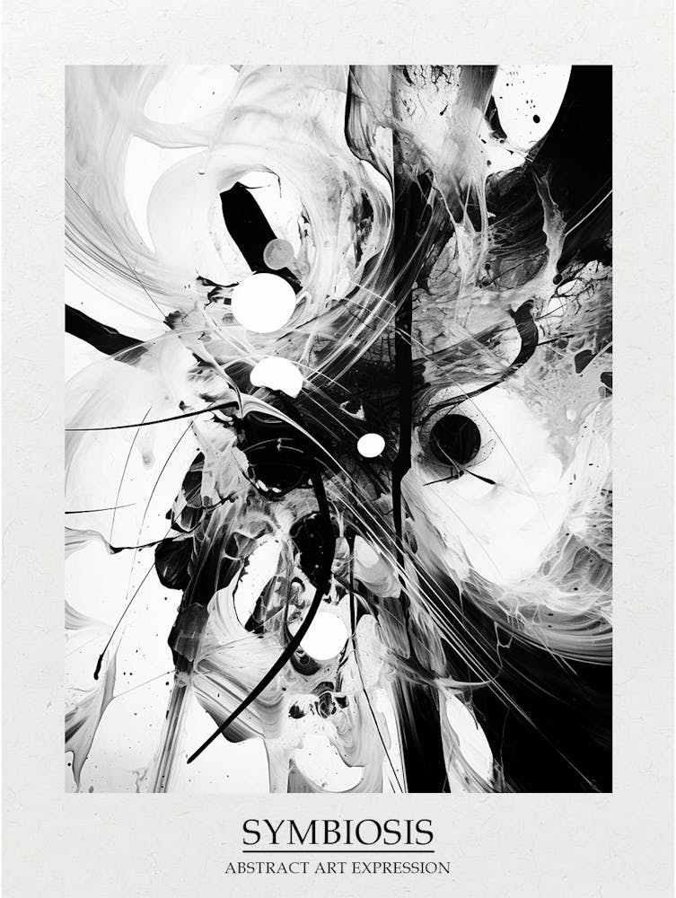 Symbiosis Abstract Black And White 6 Poster