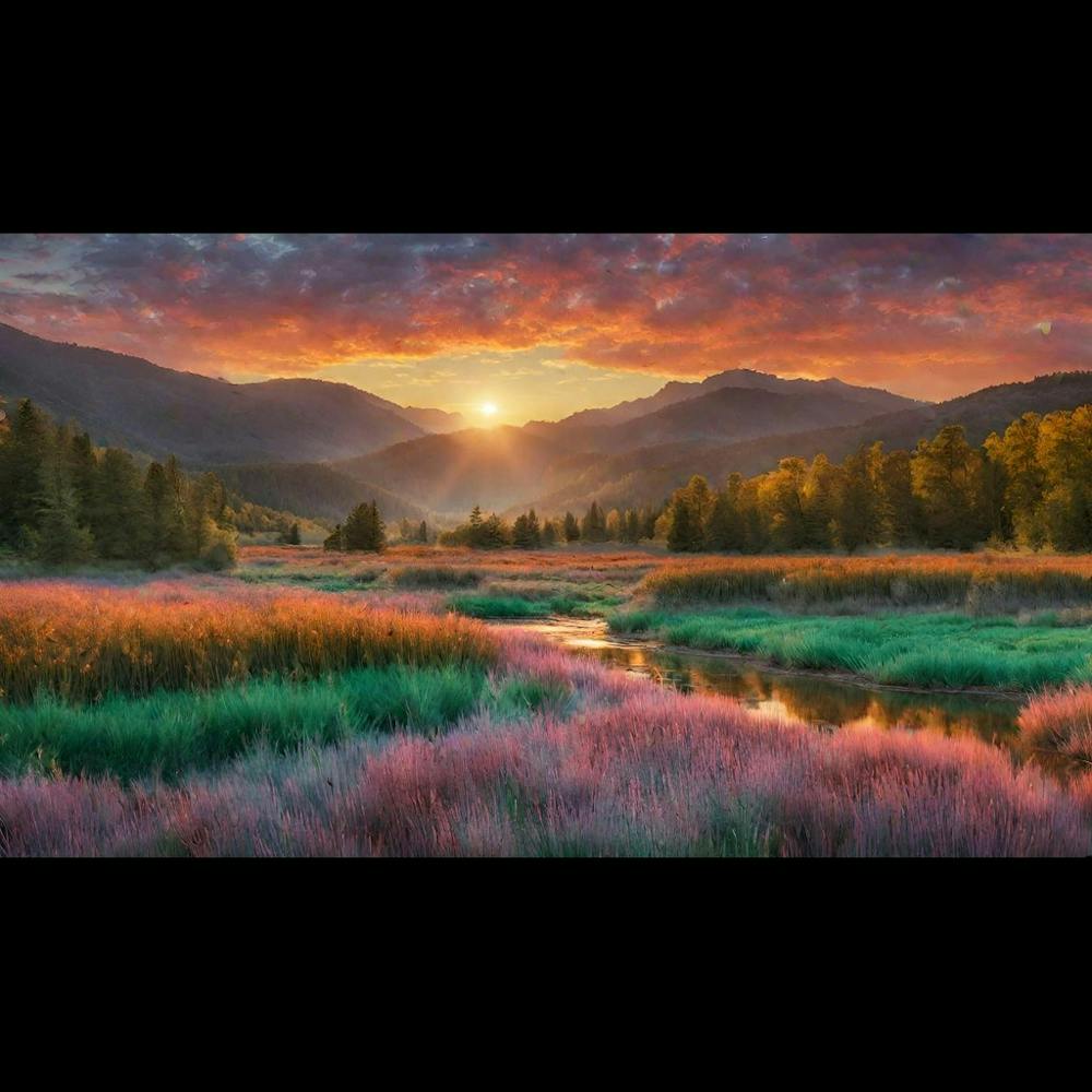 Ethereal Sunset Over Emerald Valley