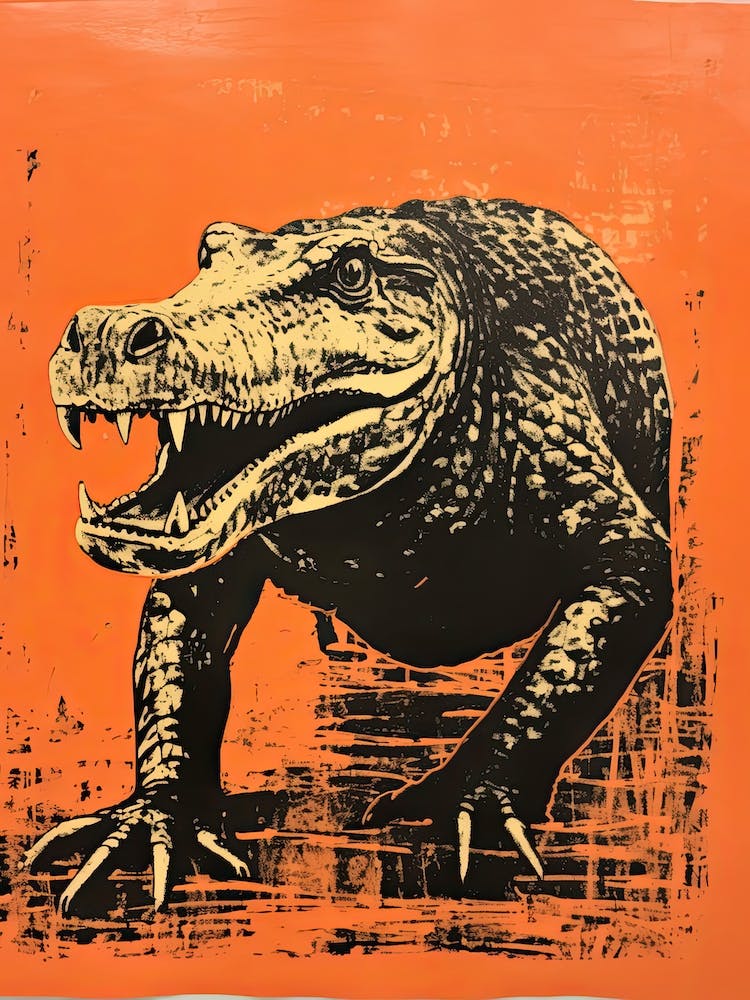 Crocodile, Woodblock Animal Drawing 2