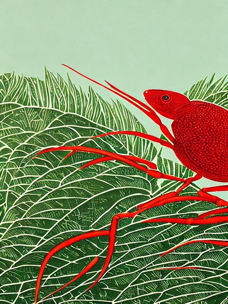 Red Jamaican Crab Linocut