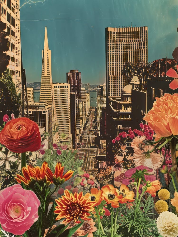 San Francisco   Floral Retro Collage Style 4