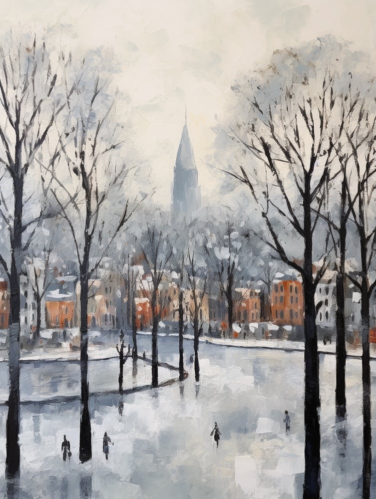 Winter City Park Painting Westerpark Amsterdam Netherlands 3
