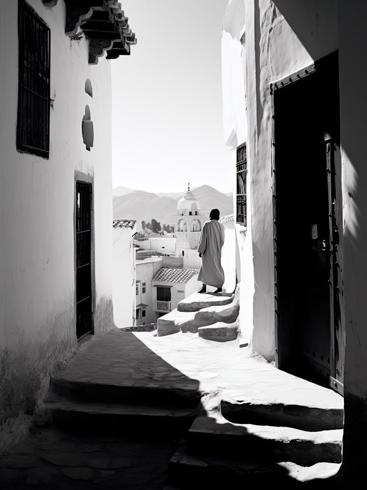 Chefchaouen, Morocco, Black And White Photography 1