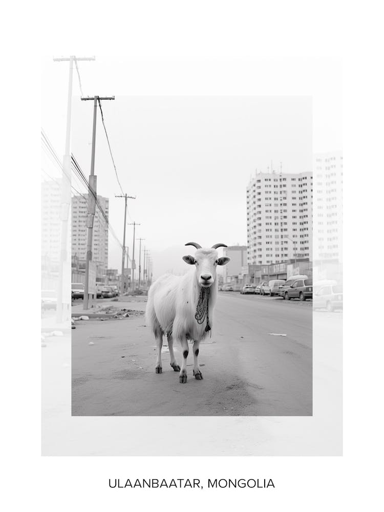 Poster Of Ulaanbaatar, Mongolia, Black And White Old Photo 1