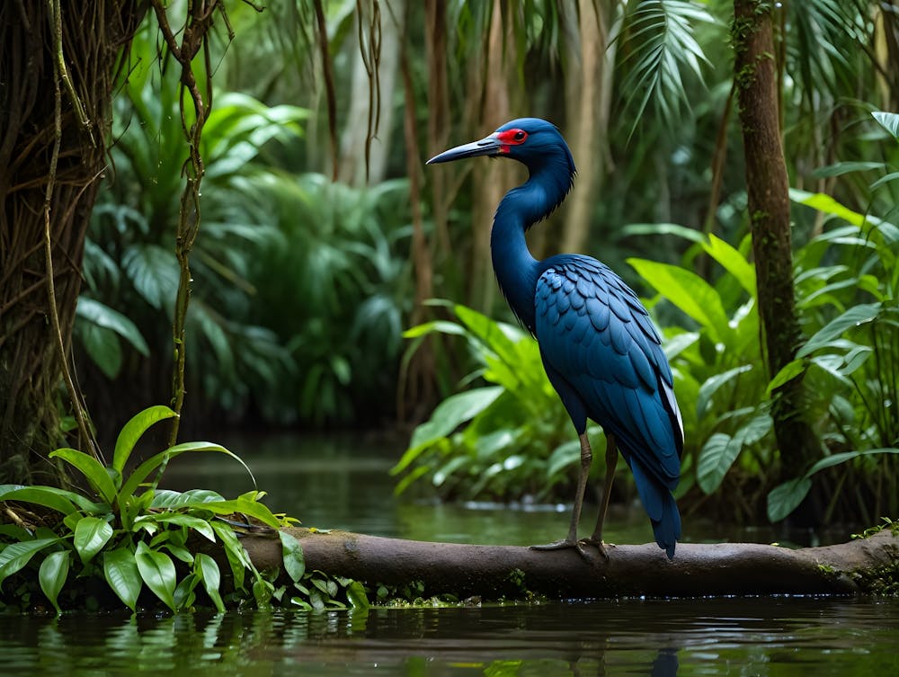 Striking Blue Bird in Jungle - Exotic Wildlife Photography