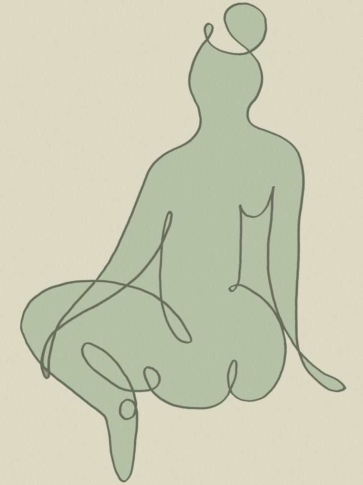 Line art figurative woman poster Sage Green_2455580