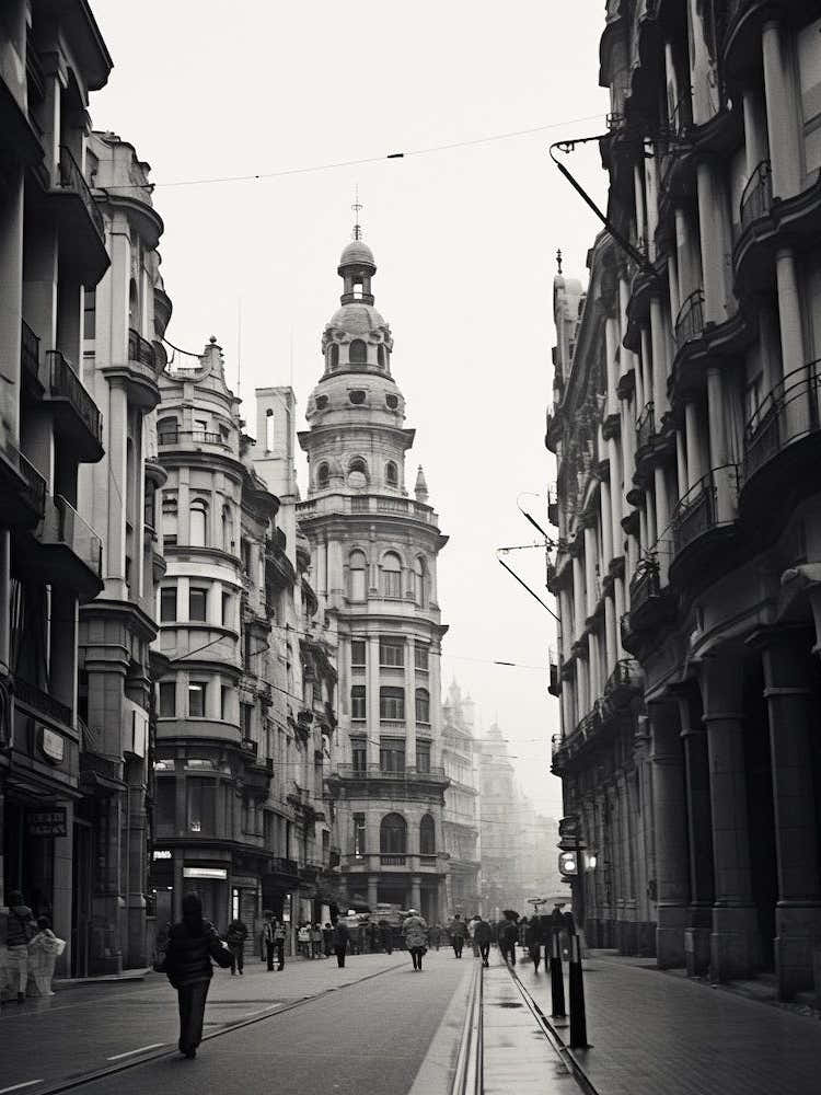 Santander, Spain, Black And White Old Photo 3
