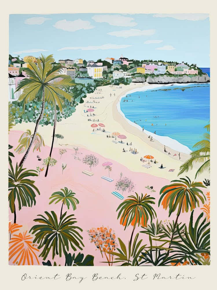 Poster Of Orient Bay Beach, St Martin, Matisse And Rousseau Style 2