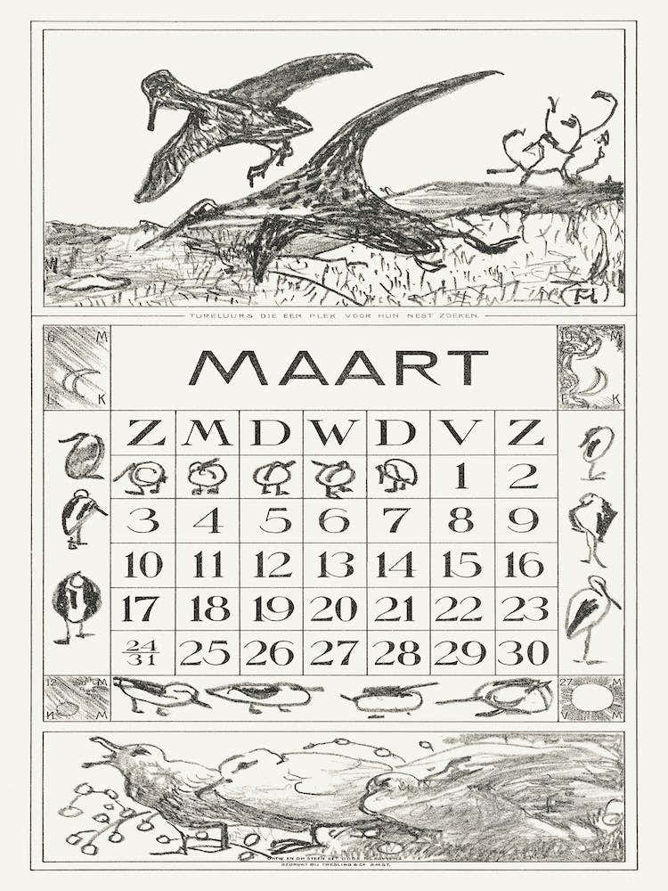 March Calendar With Clockwork (1917), Theo Van Hoytema