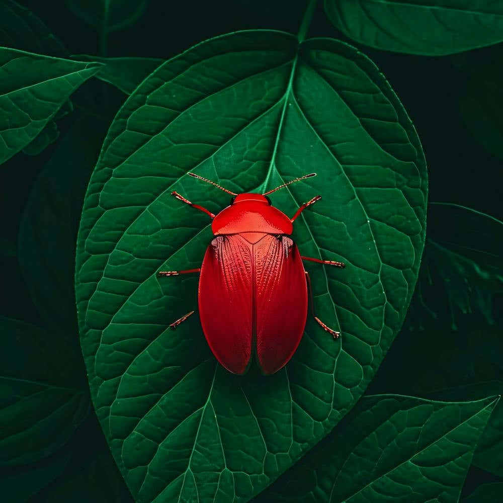 Red Beetle On Leaf