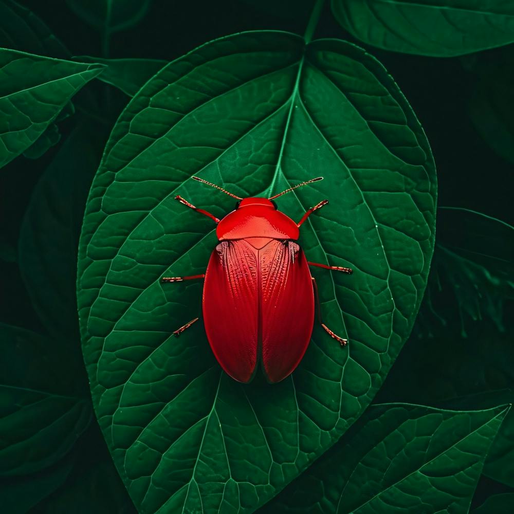 Red Beetle On Leaf