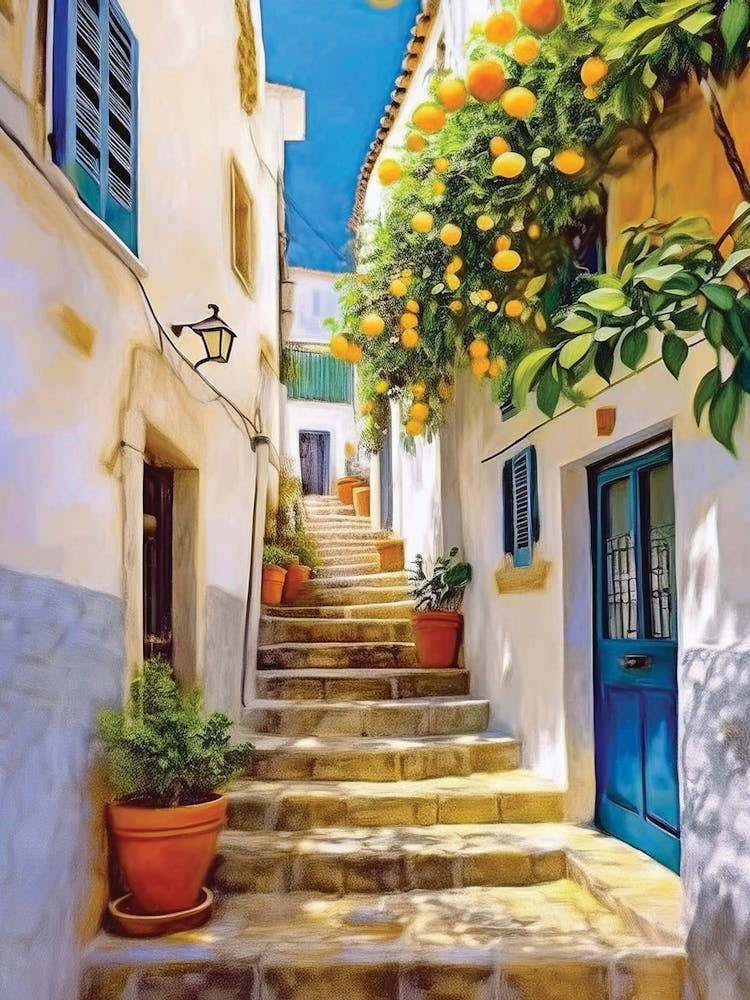Mediterranean Lemon Trees, Citrus, Wall, Lemon Trees, Mediterranean Art, Mediterranean Home Decor.1