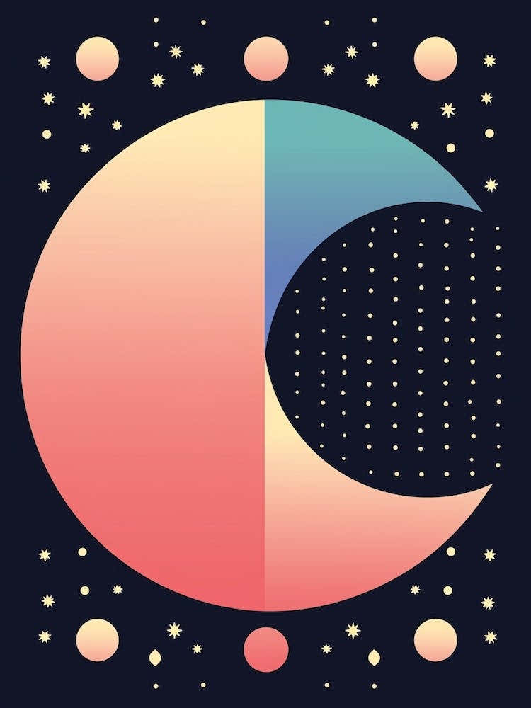 Cute Pastel Moon Digital Illustration  3