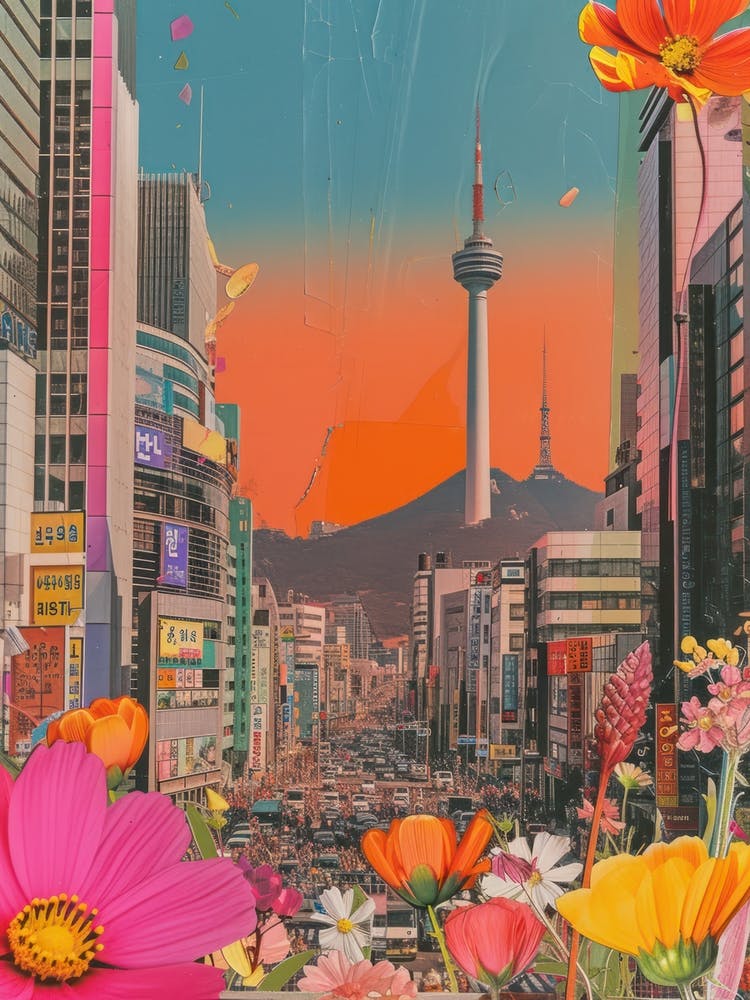Seoul   Floral Retro Collage Style 1