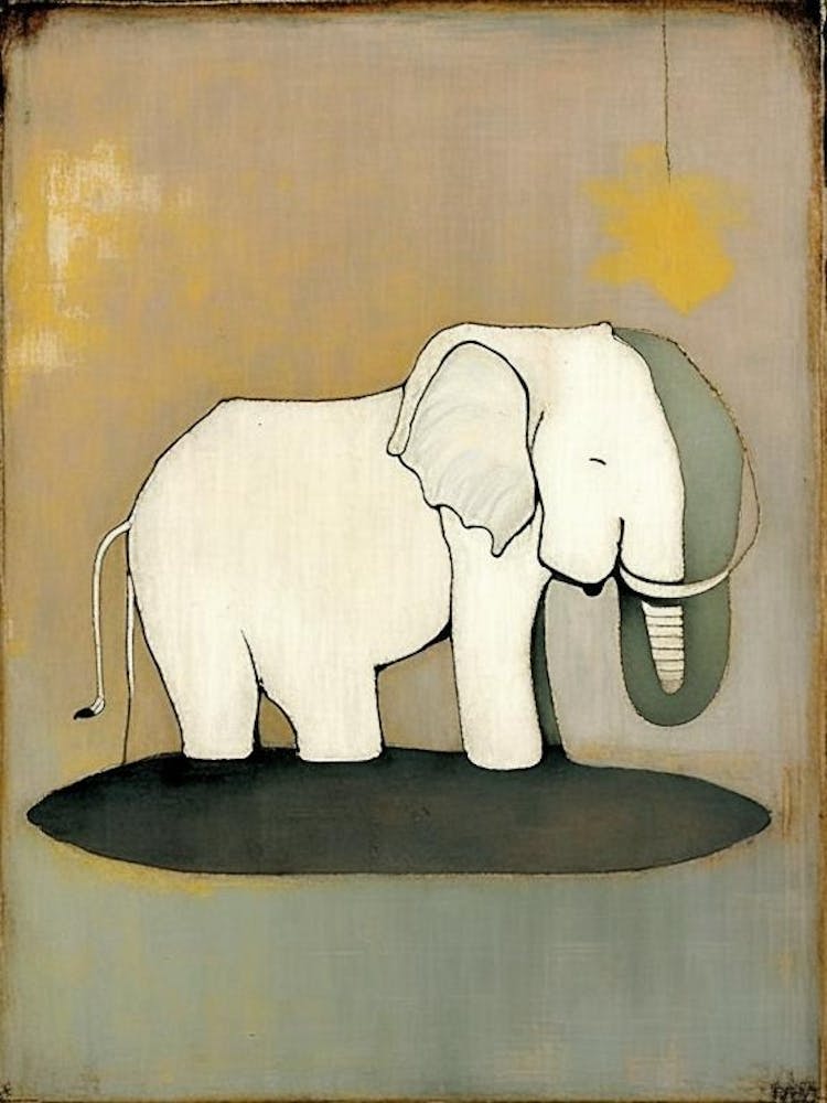 Elephant And Lotus Symbol Abstract Painting