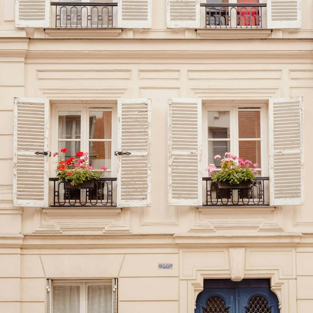 Paris Windows With Flowers Square