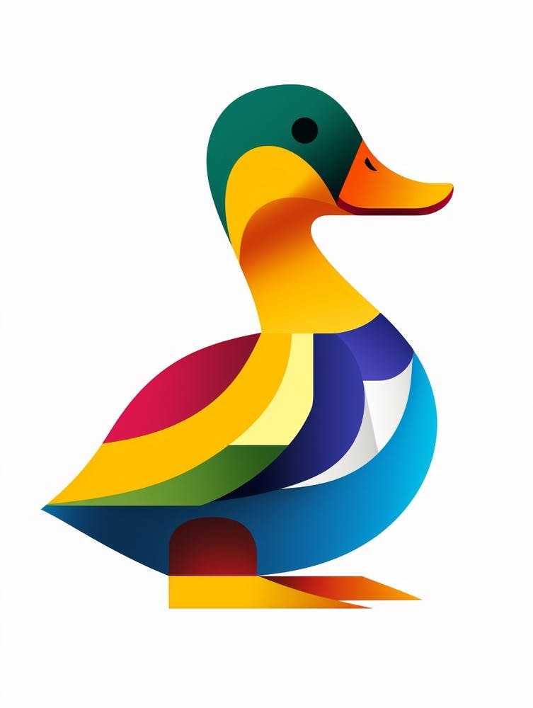 Colourful Geometric Bird Duck 3