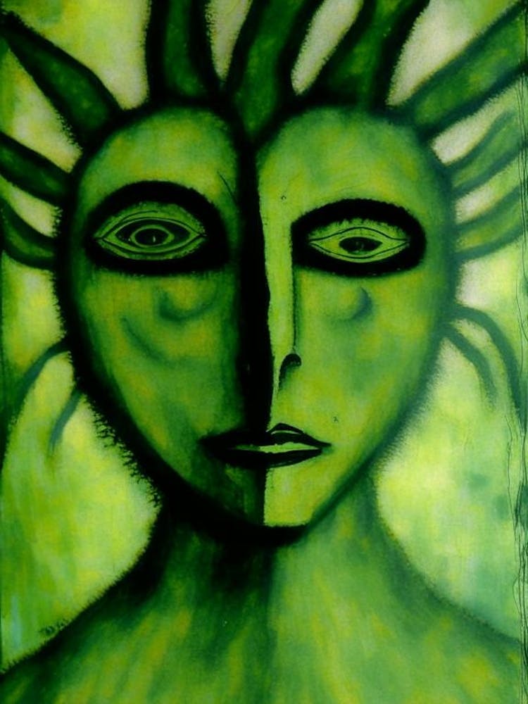 Green Man Symbol Abstract Painting