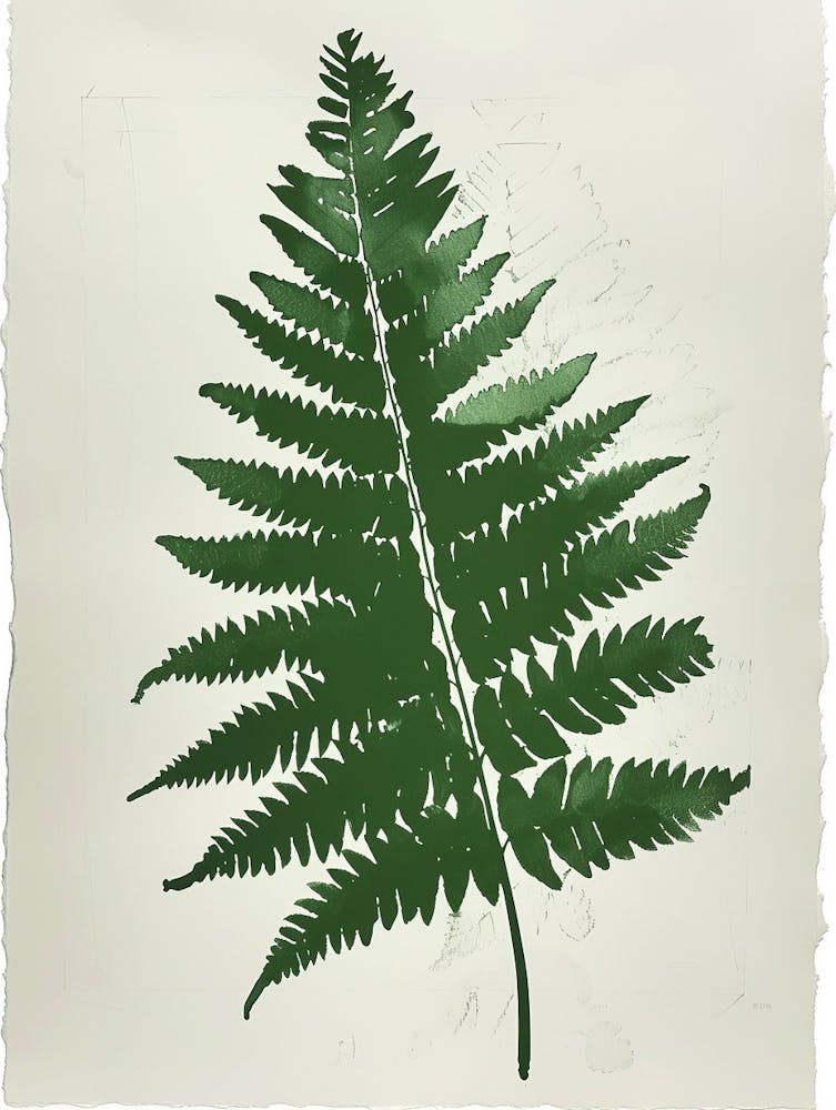 Green Ink Painting Of A Boston Fern 4