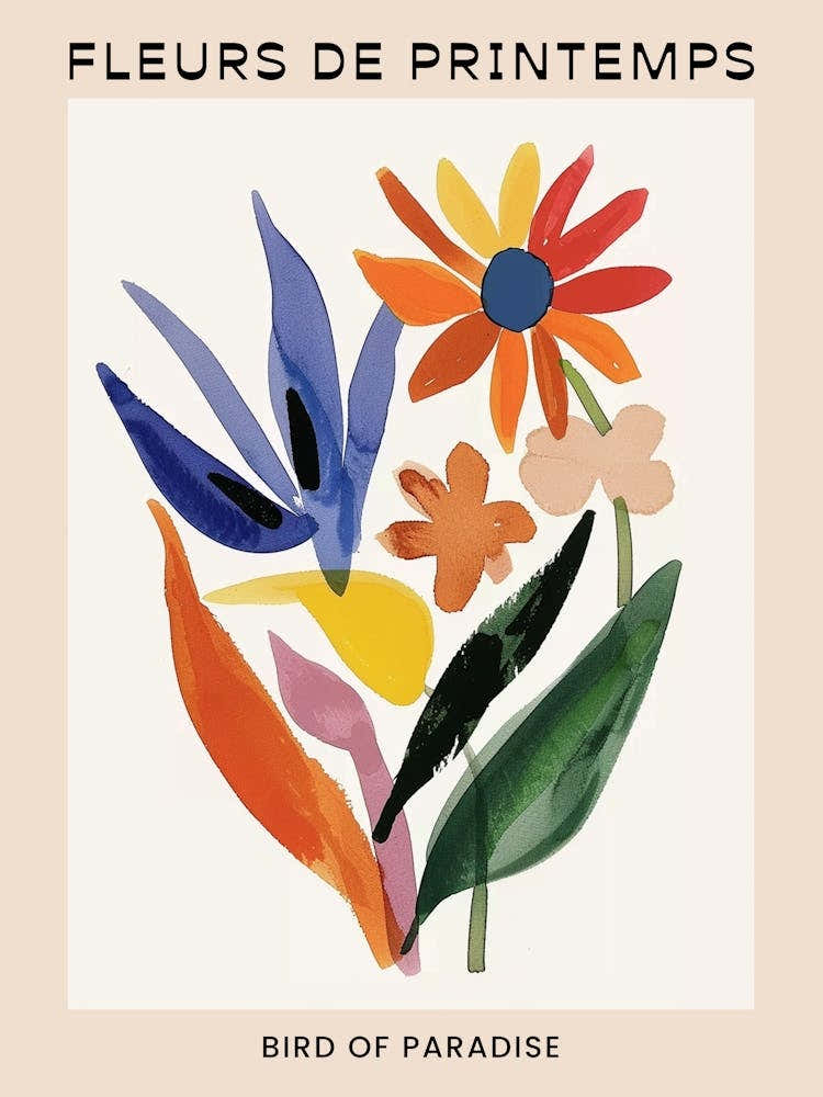 Spring Floral French Poster  Bird Of Paradise 3