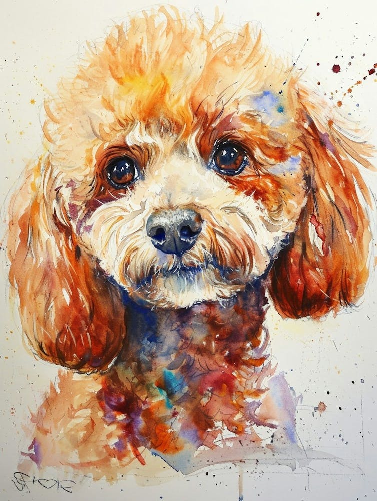 Poodle Watercolor Painting 1