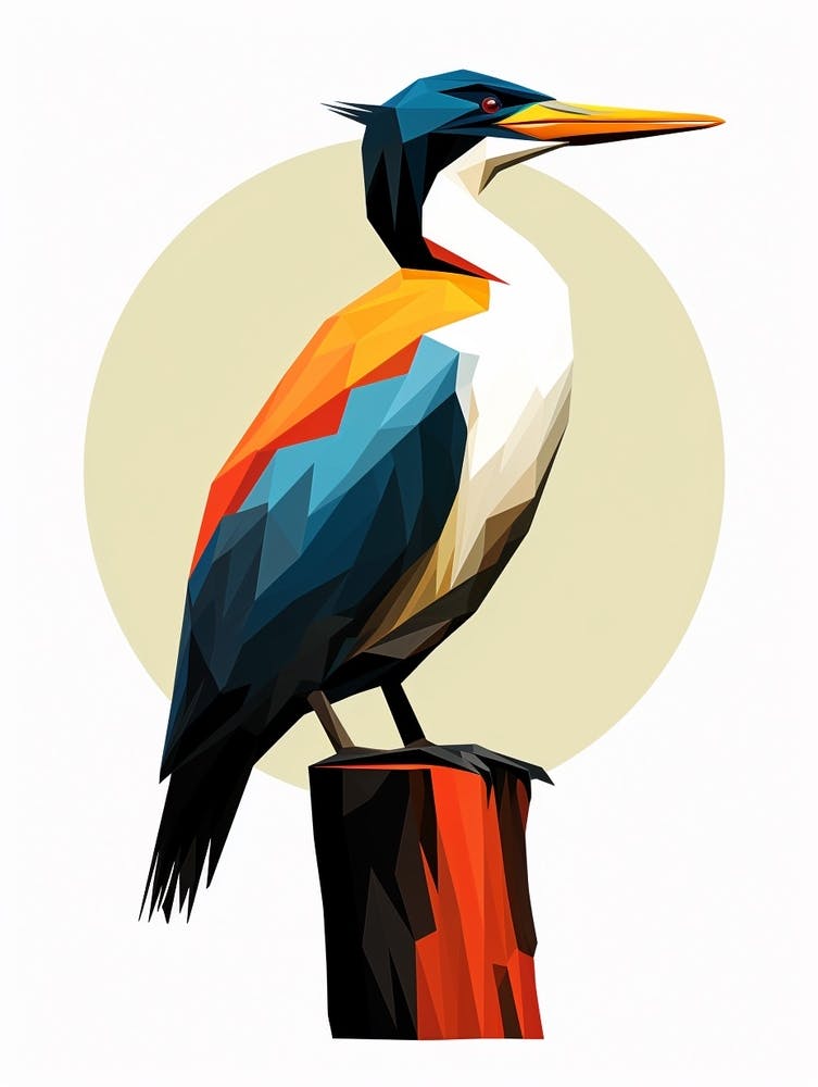Colourful Geometric Bird Cormorant 1