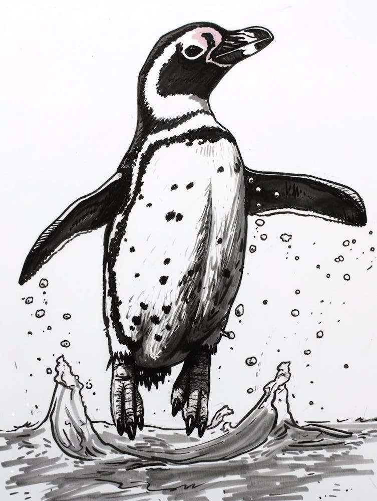 African Penguin Jumping Out Of Water 1