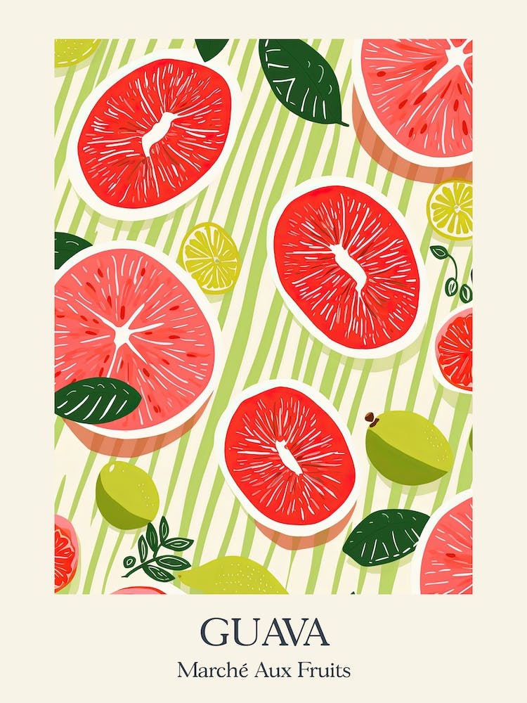 Marche Aux Fruits Guava Fruit Summer Illustration 1